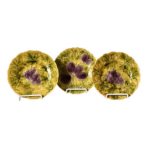 Sarreguemines French Majolica Plates, Set of Three