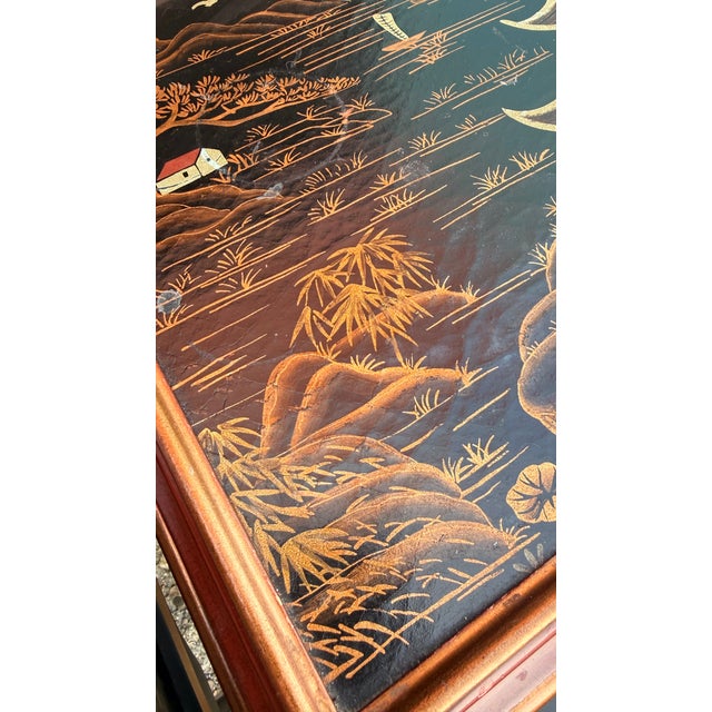 Chinoiserie Hand-Painted Gilt Asian Nightstands, Pair For Sale - Image 14 of 15