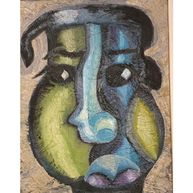 Mid-Century Modern Abstract Vintage Portrait Painting by Meyer Kupferman For Sale - Image 3 of 5