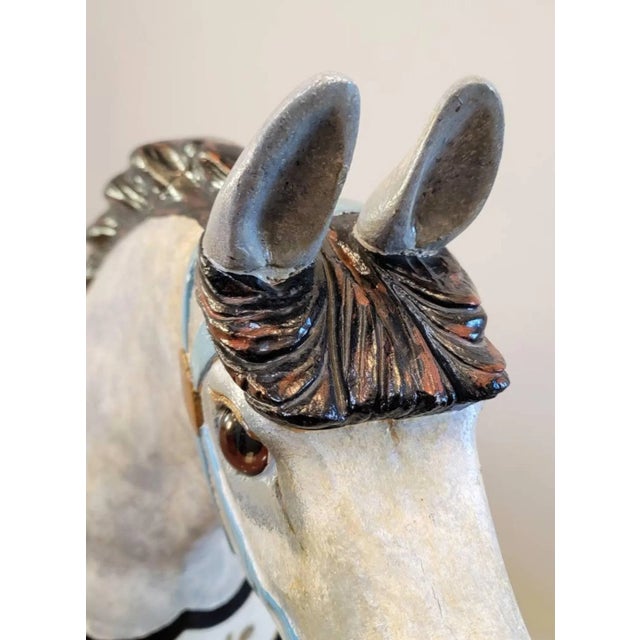 Early 20th Century Antique American Dapple Jumper Carousel Horse, Charles W Dare Attributed For Sale - Image 5 of 12