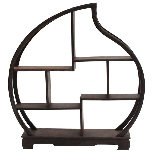 Small Wenge Wood Display Stand, Mini Shelf, Peach Shape Chairish