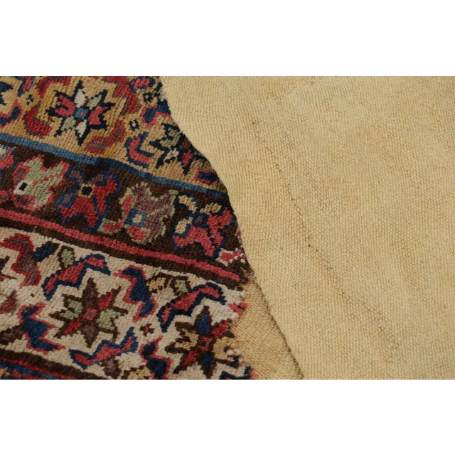 Beige Vintage Tribal Rug Fragment Layered With Flatweave Backing - Rug & Kilim For Sale - Image 8 of 9