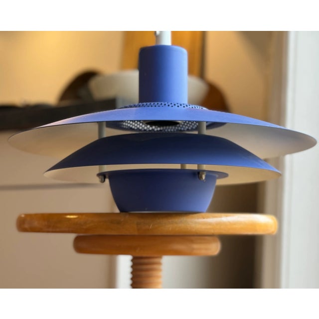 Vintage Blue Viola Pendant Lamp from Jeka, 1970s For Sale - Image 4 of 11