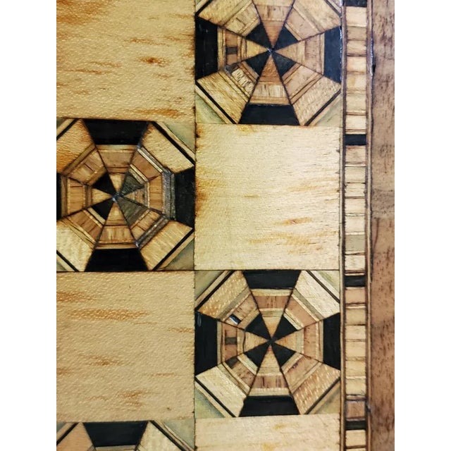 19th Century English Regency Burl Walnut Marquetry Inlaid Games Table For Sale - Image 9 of 11