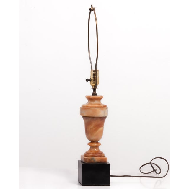 1950s Mid Century French Hand Carved Rose Alabaster Lamp For Sale In Philadelphia - Image 6 of 11