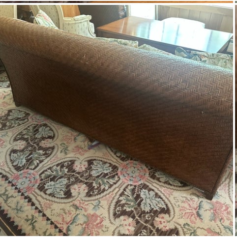 Traditional Lexington Woven Sofa With Floral Cushions For Sale - Image 3 of 7