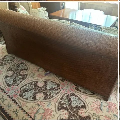 Traditional Lexington Woven Sofa With Floral Cushions With Matching Chair and Ottoman For Sale - Image 3 of 17