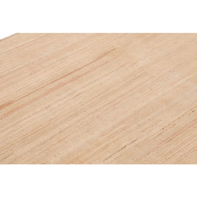 Textile Rug & Kilim’s Textural Rug in Peach Tones and Striae For Sale - Image 7 of 9