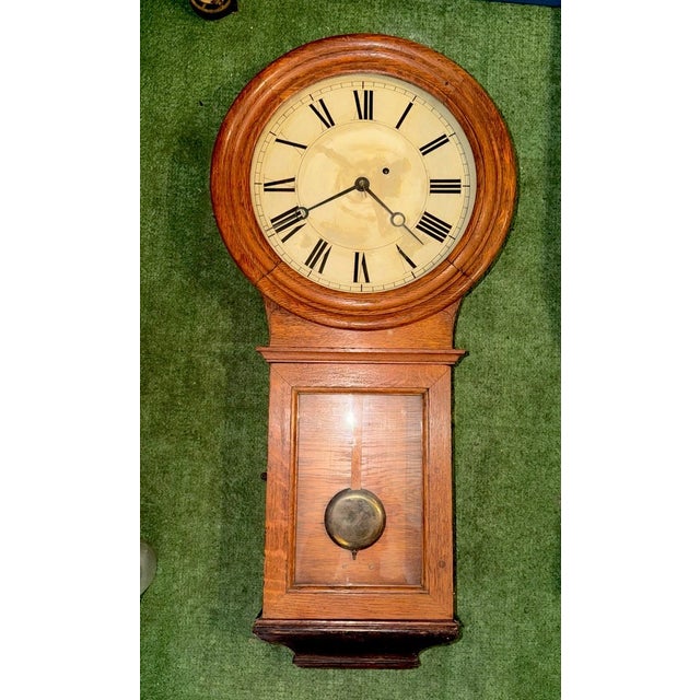 Eastman Clock Co Boston, Antique Weight Driven Regulator Wall Clock For Sale - Image 9 of 15