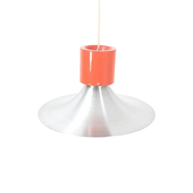 Metal Pendant Lamp with Orange Detail For Sale - Image 7 of 8