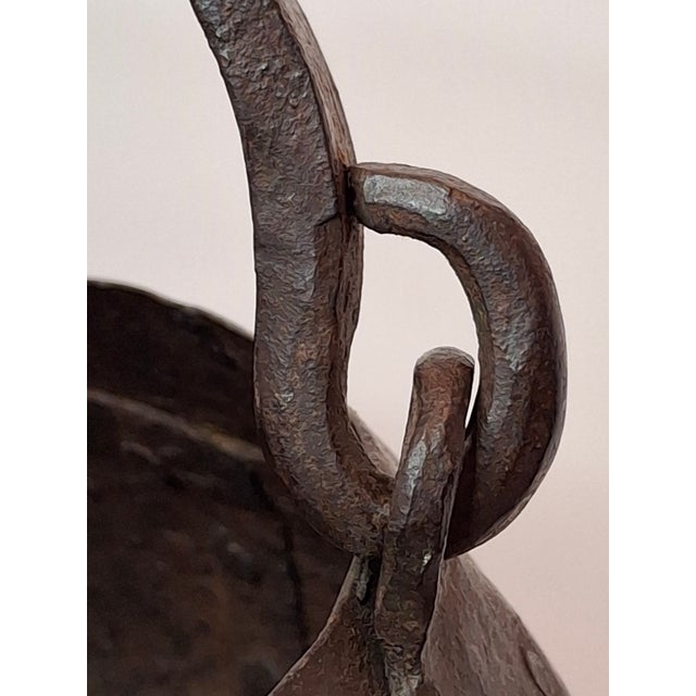 Antique 19th C Hand Forged Wrought Iron Well Bucket Riveted Strap Cauldron For Sale - Image 15 of 17