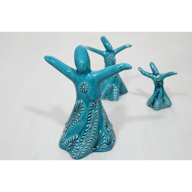 Figurative Turkish Handmade Ceramic Whirling Dervish Figures - Set of 3 For Sale - Image 3 of 6