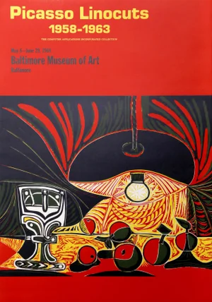 1980s "Picasso Linocuts at the Baltimore Museum of Art" Lithograph After Pablo Picasso