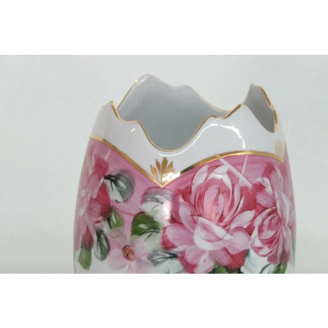Mid-Century Modern Formalities by Baum Bros Egg Shaped Floral Footed Vase For Sale - Image 3 of 11