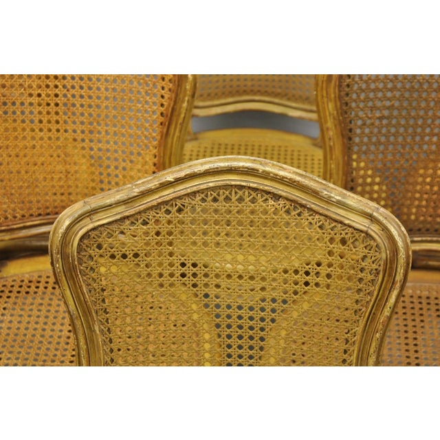 Brown Vintage French Provincial Louis XV Style Cane Dining Side Chairs - Set of 6 For Sale - Image 8 of 18