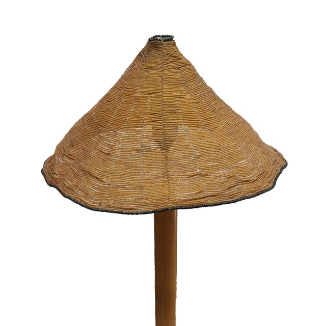 Sarasar floor lamp by Roberto Pamio & Renato Toso for Leucos. Polished wooden base, diffuser made of coloured glass beads,...