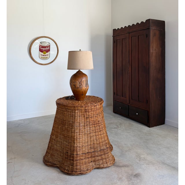 Tromp l'Œil "Ghost" Rattan Table + Round Glass Dining or Surrealist Game Table For Sale - Image 15 of 18