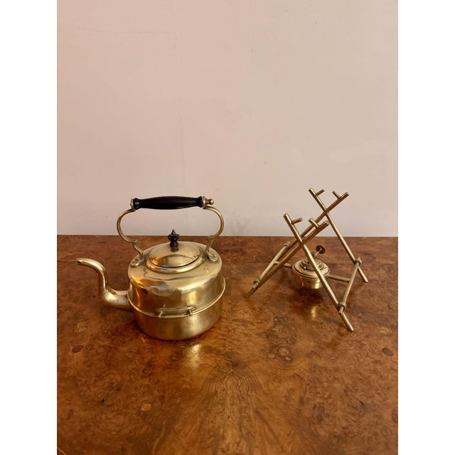 Antique Edwardian Brass Spirit Kettle and Stand, 1900s, Set of 2 For Sale - Image 6 of 7