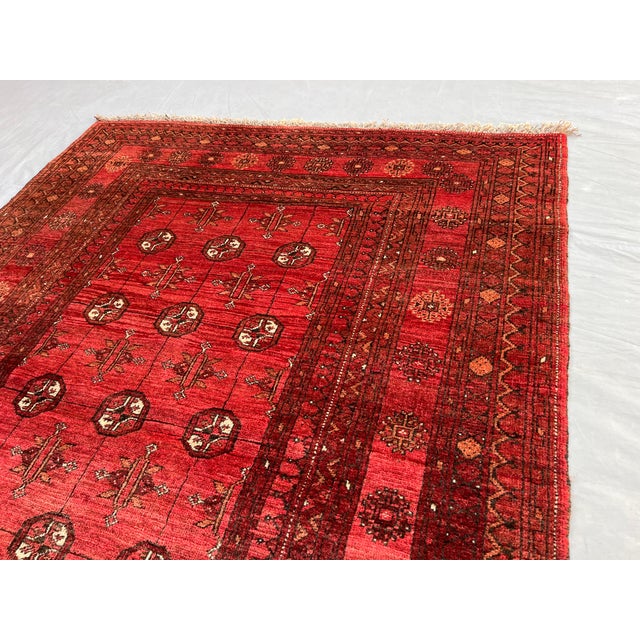 Islamic Vintage Afghan Ersari Turkmen Gul Rug, Rose Palette - 6'0" X 4'0" For Sale - Image 3 of 14