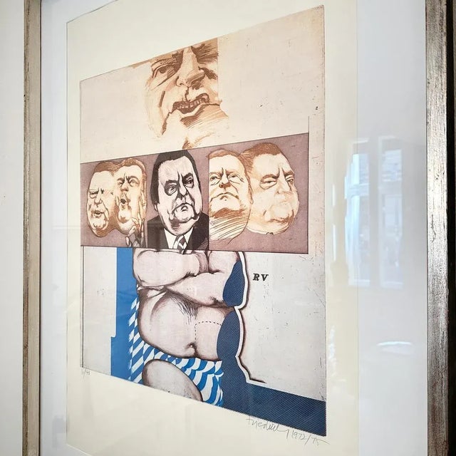 Blue Franz Josef Strauß, Composition, Color Lithograph, 1972, Framed For Sale - Image 8 of 9