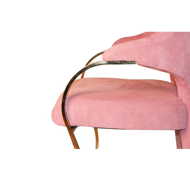 Late 20th Century Vintage Carson’s Art Deco Hollywood Regency Brass Arm Cantilever Chair For Sale - Image 5 of 12
