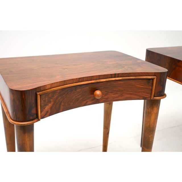 Vintage Art Deco Swedish Walnut Side Tables, 1930, Set of 2 For Sale - Image 9 of 11