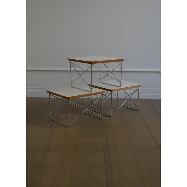 White Set of Three 1970s Charles and Ray Eames LTR Side Tables For Sale - Image 8 of 8
