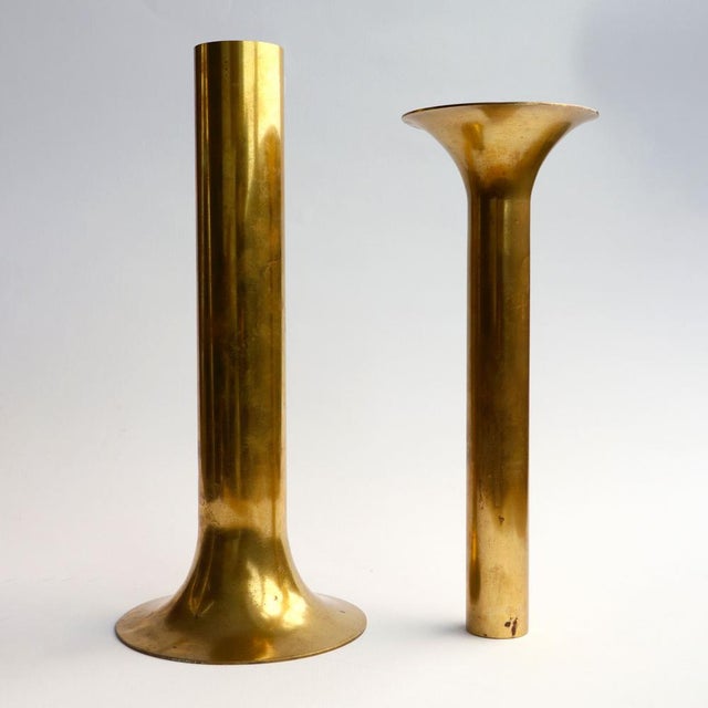 Mid-Century Modern Brass Trumpet Candleholders, 1960s, Set of 2 For Sale - Image 4 of 6
