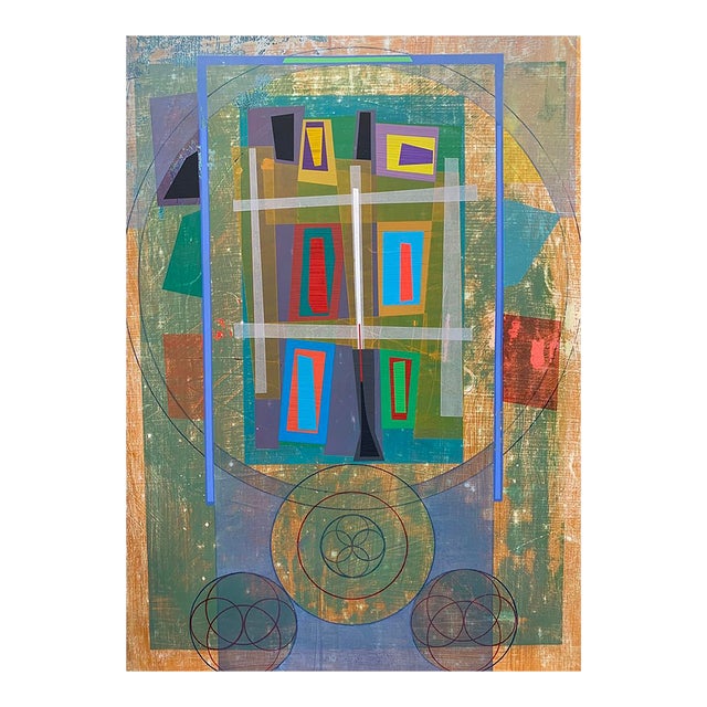 Contemporary Abstract Colour Pencil, Acrylic Paint, Modeling Paste and Oil Paint on Paper Painting "Organic Geometry (Mandala V)" by Michael Barringer For Sale