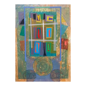 Contemporary Abstract Colour Pencil, Acrylic Paint, Modeling Paste and Oil Paint on Paper Painting "Organic Geometry (Mandala V)" by Michael Barringer