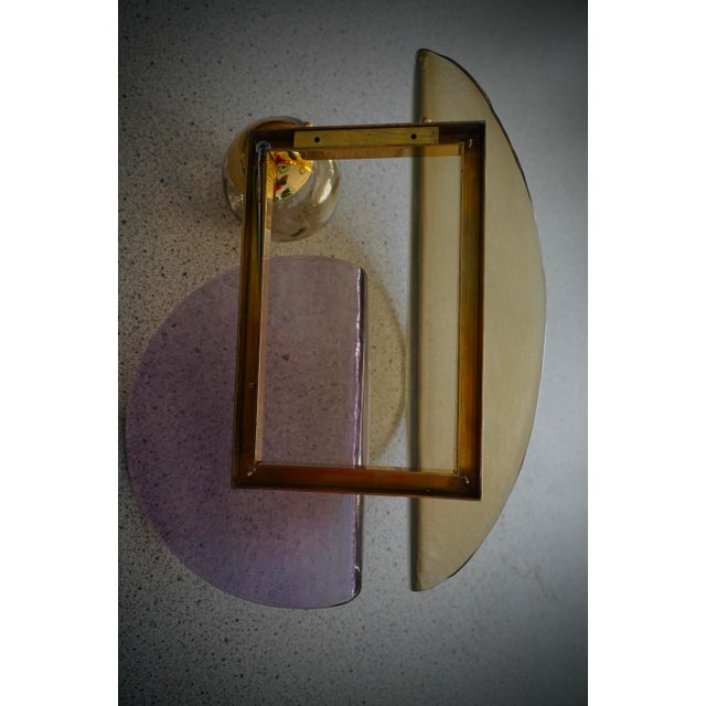 Brown Art Deco Style Murano Glass and Brass Wall Sconce, 2000 For Sale - Image 8 of 10