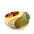 French 18K Yellow Gold Ring with Carved Peridot and Pavé Diamonds, Size 6.5 For Sale - Image 9 of 12