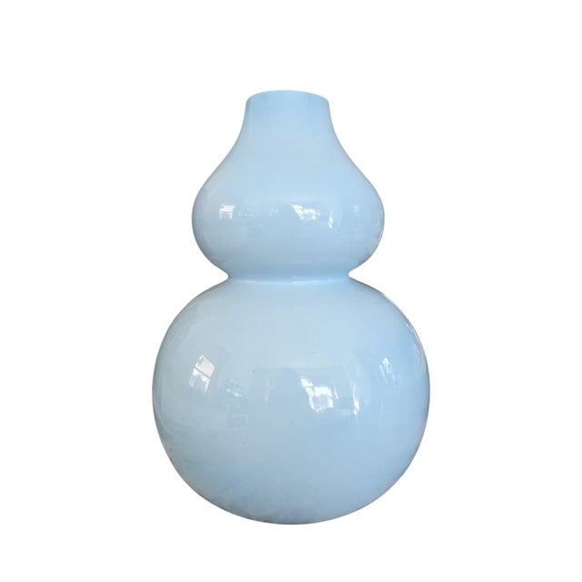 Contemporary Jonathan Adler Baby Blue Ceramic Gourd Vase For Sale - Image 3 of 7