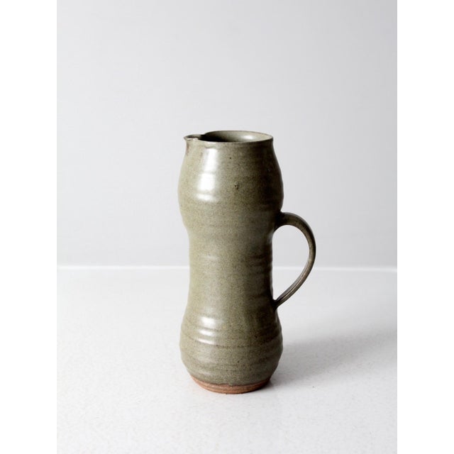 Ceramic Vintage Studio Pottery Tall Pitcher Vase For Sale - Image 7 of 13