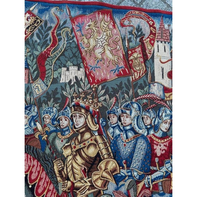 Vintage French Jacquard King Arthur Legend Tapestry by Aubusson, 1990s For Sale - Image 9 of 18