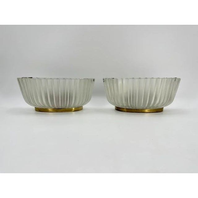 Wall Lights in Brass and Glass, Italy, 1940s, Set of 2 For Sale - Image 9 of 9