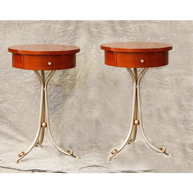 Auxiliary Table in Cherry and Steel, in Very Good conditions. Designed 1970 to 1979