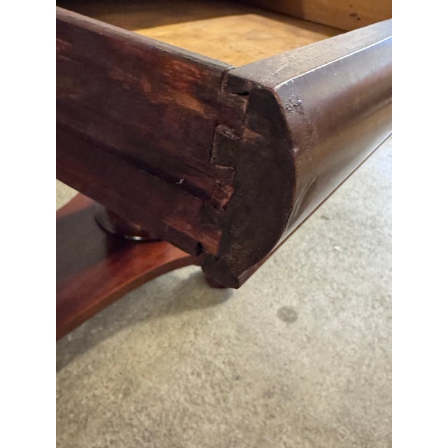 Antique Empire Style Library Pedestal Table + Drawer For Sale - Image 12 of 12