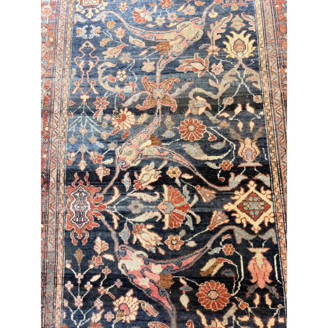 Tribal Floral Garous Design Antique Light Blue Malayer Wide Hall Runner Rug For Sale - Image 9 of 9