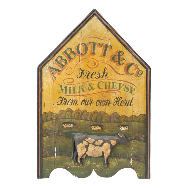 Vintage Wooden Advertising Sign from Abbott & Co., 1950s For Sale