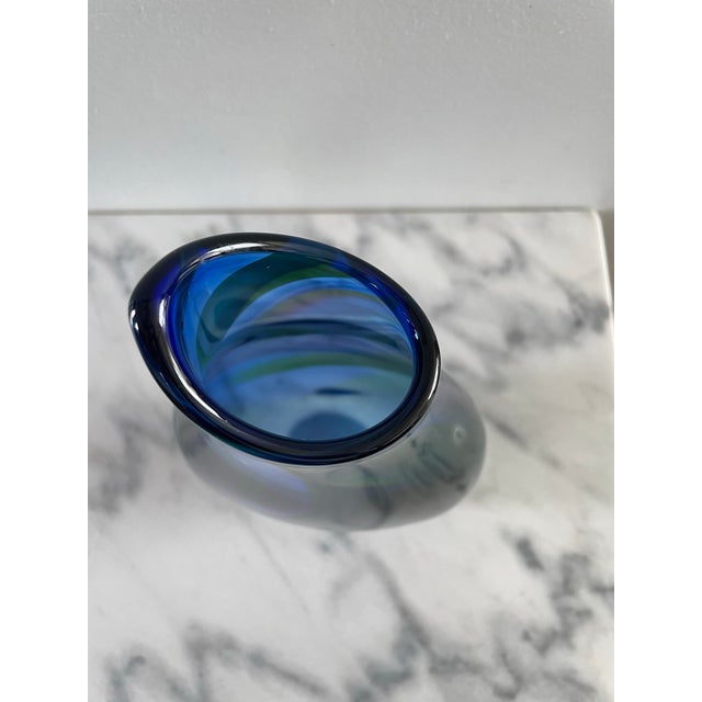 Early 21st Century Signed James Kingwell Icefire Art Glass Vase in Blue Green & Purple For Sale - Image 5 of 9