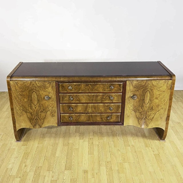 Wood Art Deco Sideboard in Walnut Burl by Lupparelli Cicli Foligno, 1930s For Sale - Image 7 of 18