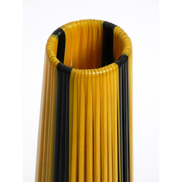 Mid-Century Modern Tripod Brass Table Lamp with Wrapped Nylon Strip Lampshade, 1950s For Sale - Image 16 of 18