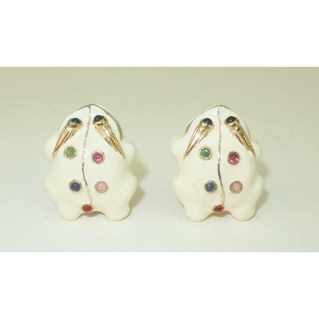 Late 20th Century Late 20th Century Judith Leiber Enamel Frog Earrings With Glass Cabochon Stones, a Pair For Sale - Image 5 of 10