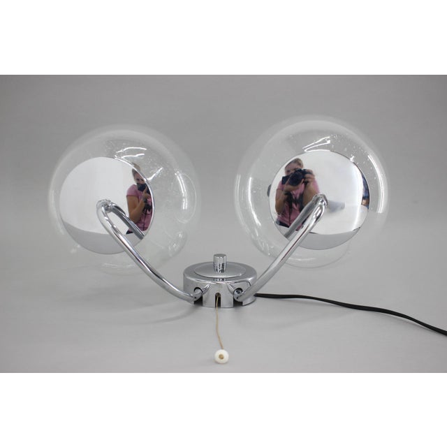 Chrome and Glass Wall Lamp, Czechoslovakia, 1970s For Sale - Image 6 of 16