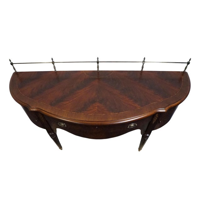 Thomasville Furniture Kent Park Collection Banded Flame Mahogany 68" Buffet Sideboard W. Brass Rail 38921-240 For Sale - Image 11 of 15