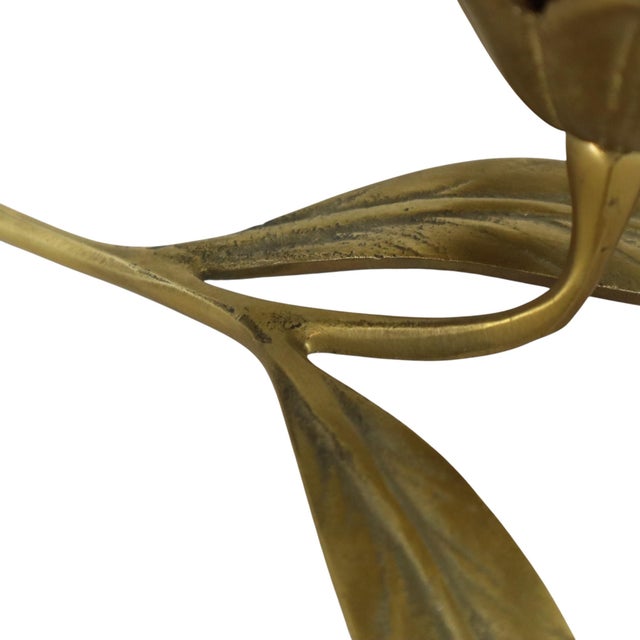 Mid-Century Modern Brass Lily Flower Sculpture Figurine Ashtray, 1960s For Sale - Image 14 of 18