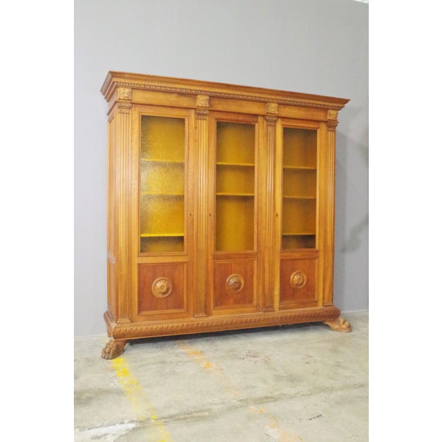 Cabinet in 60s carved beech wood