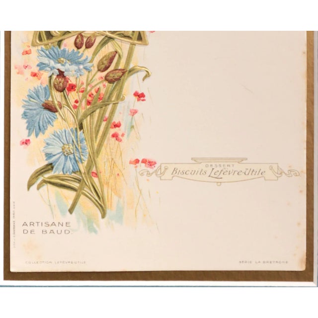 1900 Original French Advertising Menu (Artisane Bretonne De Baud) Matted For Sale - Image 4 of 5