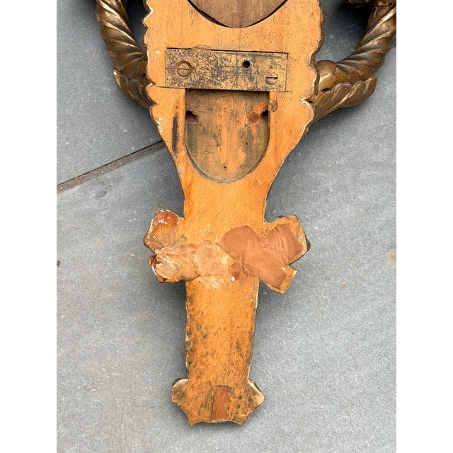 Vintage Italian Hollywood Regency Gilt Wood Mirrored Two-Arm Wall Sconces - A Pair For Sale - Image 14 of 15